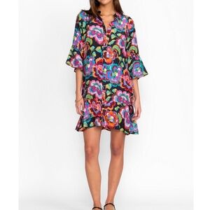 Johnny Was Silk Floral Multicolor Dress